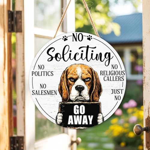Beagle Dog Gifts No Soliciting Sign for House Front Door, Don't Knock or Ring Doorbell Sign for Dog Lover