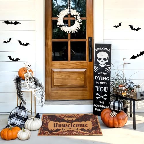 Halloween Door Mat, Gothic Unwelcome Doormat with for Front Porch Decor