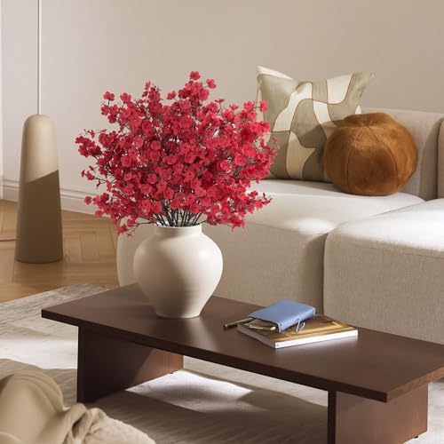 8Pcs Artificial Baby Breath Flowers Real Touch Fake Flowers Decorations,Red