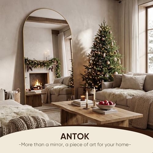 Antok 78" x38” Arched Full Length Mirror, Floor Mirror with Stand,Gold