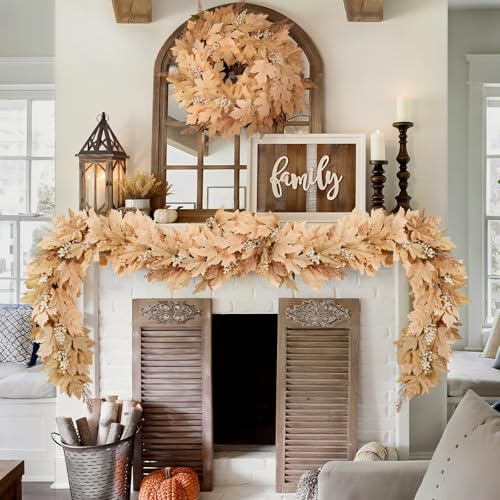 Fall Decorations for Home, 6Ft Artificial Berry Cypress Leaves Fall Garland