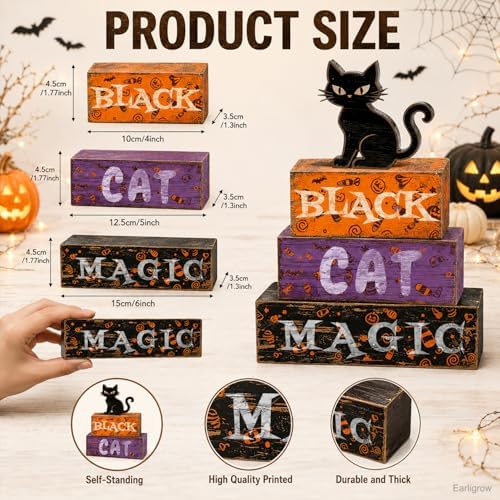 Black Cat Halloween Decor Indoor, Halloween Table Decorations for Home