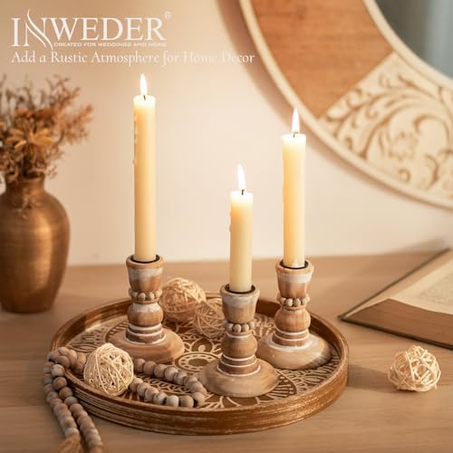 Wooden Candlestick Holders Rustic: Farmhouse Taper Candle Holder