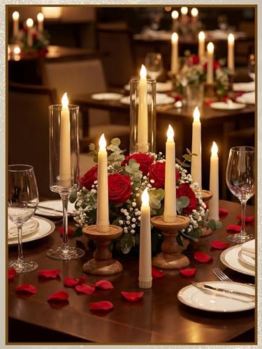Treela Battery Operated LED Taper Candles,Basic,6 Inch,Ivory