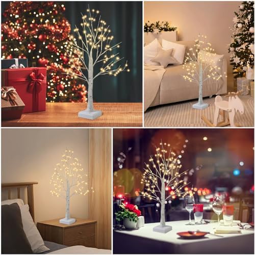 PXBNIUYA 144 LED Birch Tree Light with Timer,DIY Artificial Lamp Warm White