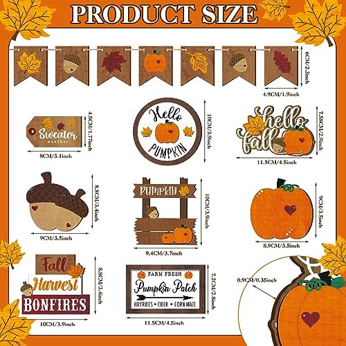 BBTO 15 Set Fall Tiered Tray Decor Rustic Farmhouse 3D Layered Wooden Signs