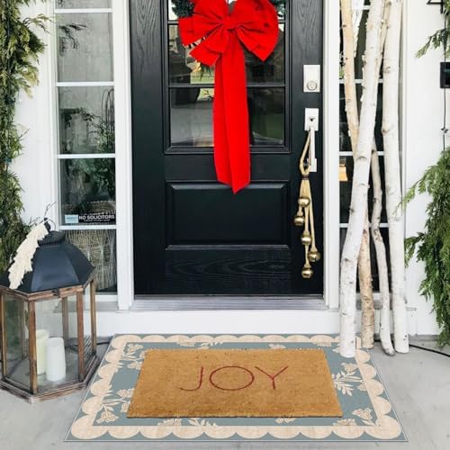 Front Door Mat Indoor Outside Entrance 2x3 Blue Scalloped Entry Rug