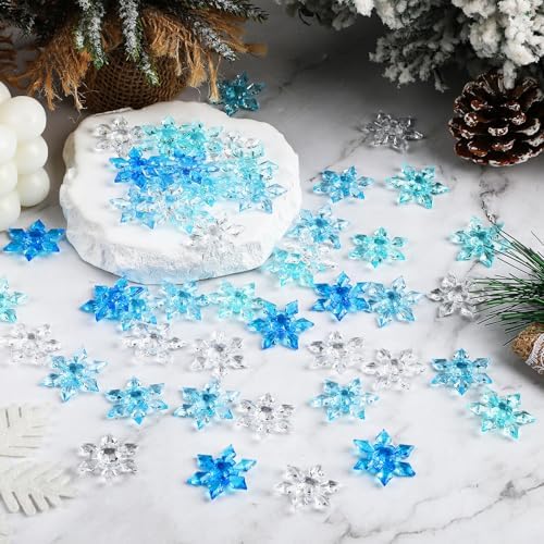 120Pcs Winter Vase Filler Acrylic Snowflake Ornaments Crystals Gem