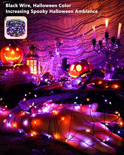 Brizled Solar Halloween Lights Outdoor, 2 Pack Total 240 LED Orange Purple