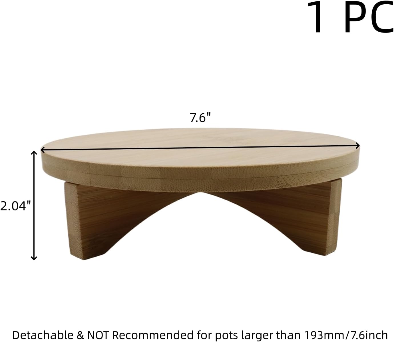 7.6" Solid Wood Small Plant Stand Round Plant Riser Short Plant Stand Indoor / 7.6inch/193mm