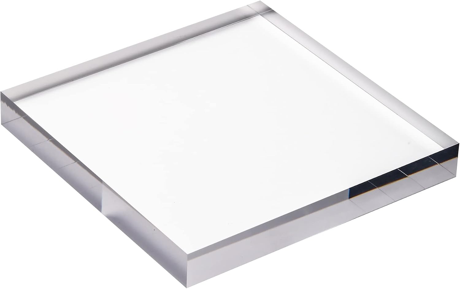 CiaoHER 8in Square Acrylic Cube Display Block, 1in Thickness | Clear Polished, Pedestal Stand Riser, Solid Base, 8" x