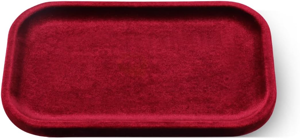 Resilient Velvet Jewelry Display Tray for Ring Earrings Bracelet Necklace / Red / 7.9 x 4.7