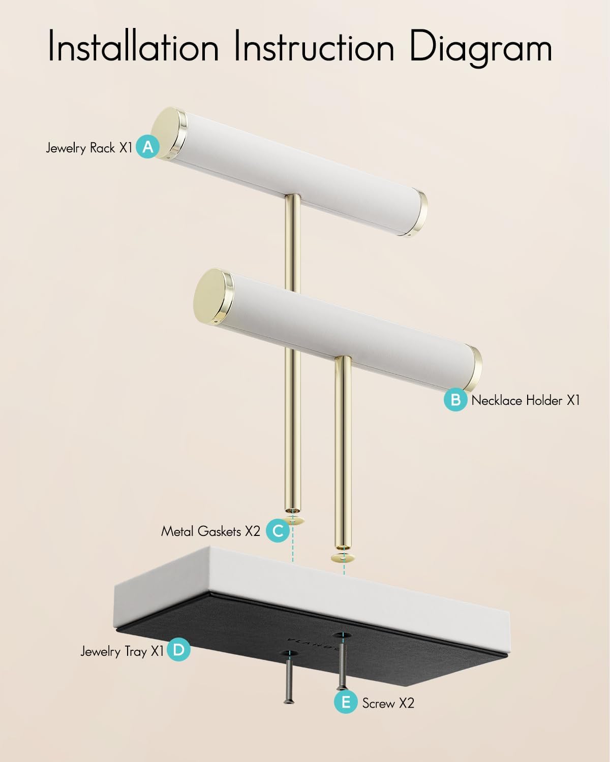 Tray / Bracelet Holder / White / 2 Tier