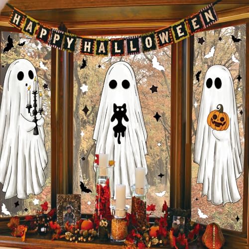 3 Sheets Halloween Large Ghosts Window Clings Decoration