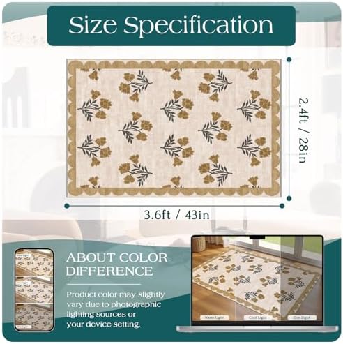 Floral Outdoor Rug, 28"x43" Front Door Mat Indoor Outside Entrance