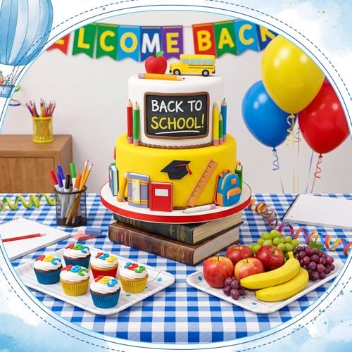 Vesici 3 Pcs Back to School Serving Trays 13 x 10 Inch Notebook Line Melamine Platters Reusable Rectangular Serving Dishes for First Day of School End of Year Teacher Party Supplies Food Snack Dessert