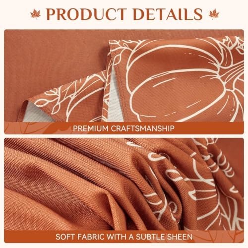 Softalker Long Fall Tablecloths 60x120 Inch Rectangular, Faux Linen Autumn Table Cloth Maple Leaves & Pumpkin Table Cover for 6/8/10 Foot Rectangle Large Tables Decor for Thanksgiving,Dining,Outdoor