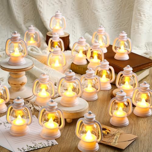 Ferraycle 24 Pcs Mini Lanterns Bulk 4 Inch White Lamp Table Centerpieces