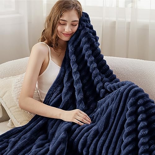 Bedsure Soft Navy Blue Throw Blanket for Couch Decor Gifts 50"x60"