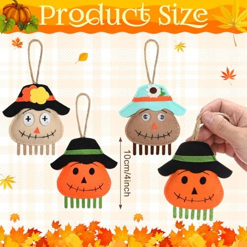 Simgoing 12 Pcs Fall Thanksgiving Tree Ornaments 3.9 Inch, Scarecrow