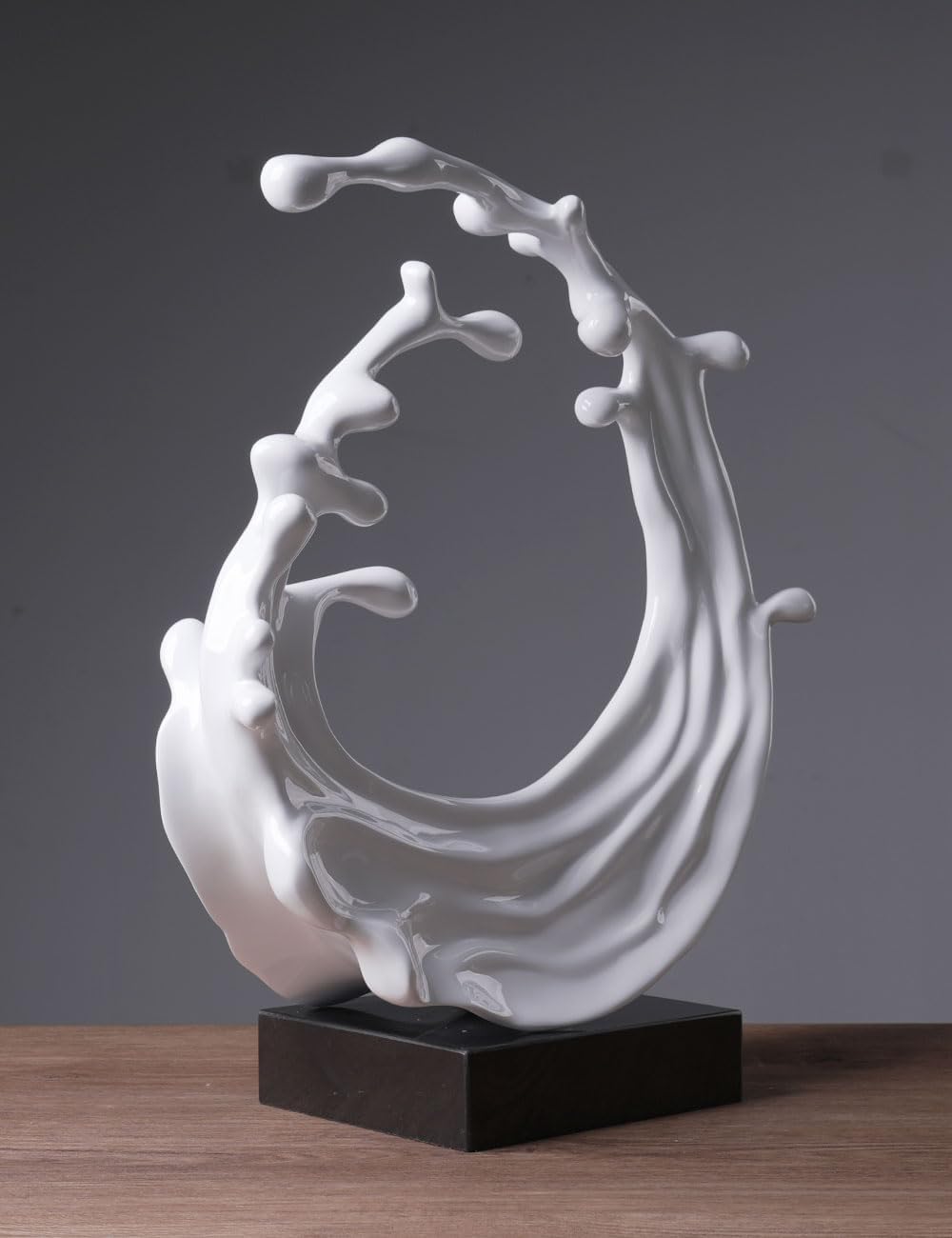 Abstract Sculpture Decor Modern Art Gift Sea Wave Figurine Table Centerpiece Statue / White