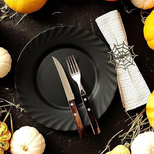 Whaline 6 Pcs Halloween Napkin Ring Holders Halloween Spider Napkin Rings Metal Spider Web Napkin Buckle Dinner Table Rings for Halloween Party Themed Gatherings Dinners Decor