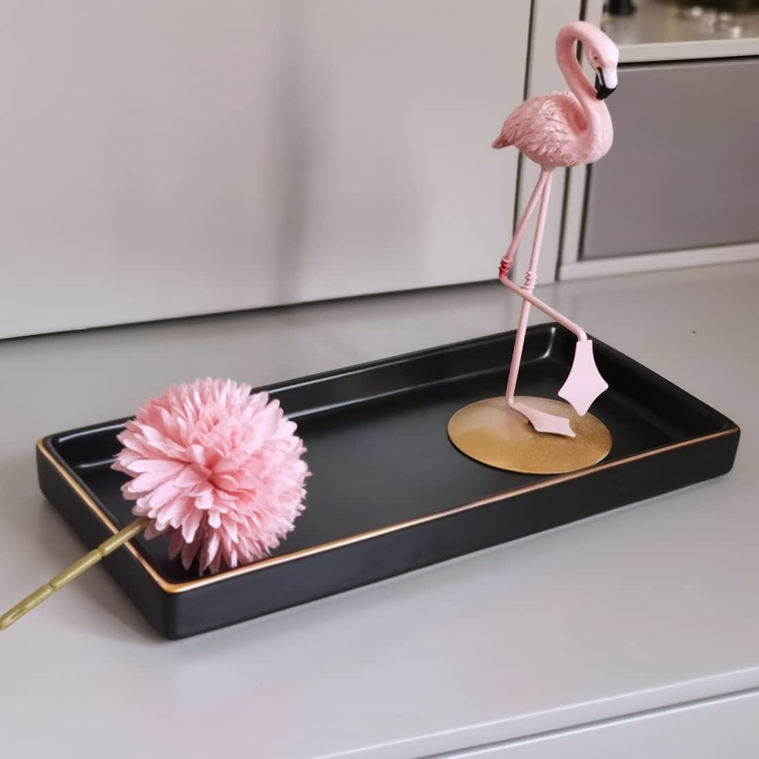 Ceramic Bathroom Tray for Countertop / Black / 10 x 5