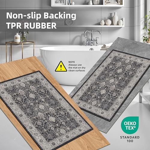 Washable 4-Piece Kitchen Floor Mats: Farmhouse Non-Slip Kitchen Sink Rug Easy Clean Water-Resistant Runners for Hallway