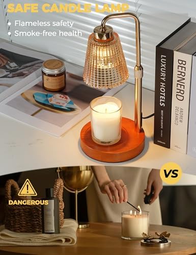Modern Candle Warmer Lamp with 24h Cycle Timer, Dimmable Wax Melt Warmer
