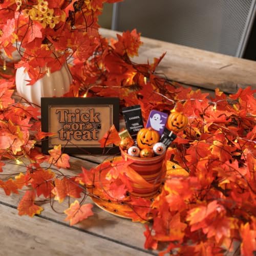 CQURE 48 Pack Fall Leaf Garland, Total 336Ft Artificial Fall Maple Leaves Autumn Vines Garland Thanksgiving Decor for Home Fireplace Party