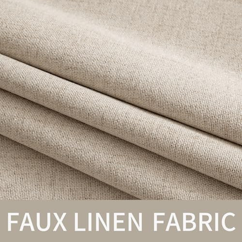 MIULEE 100% Blackout Linen Curtains for Bedroom 52x45 Inches Taupe
