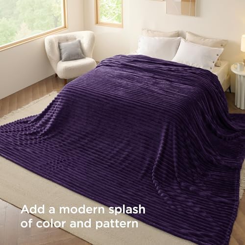 Bedsure Extra Soft Large Fleece Blanket for Bed Purple 120"x120"