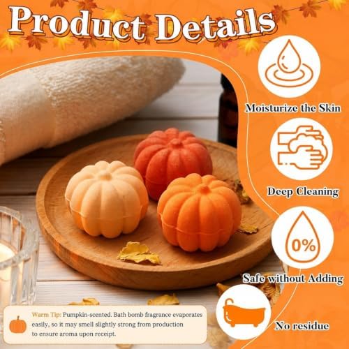Lounsweer 24 Pack Little Pumpkin Bath Bombs Fall Baby Shower Favors,Orange