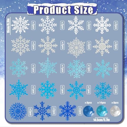 Snowflake Decorations, Christmas Hanging Decor, 30 Glitter Snowflake Swirls
