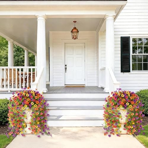 Hommyea Artificial Fake Fall Flowers Plants for Outdoors Mums Home Decor