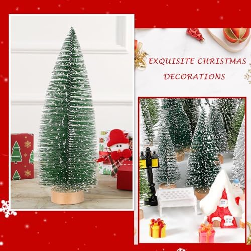 ONESING 31 Pcs Christmas Village Set With Bottle Brush Trees - Miniature Accessories for Home Indoor Winter Holiday Decorations