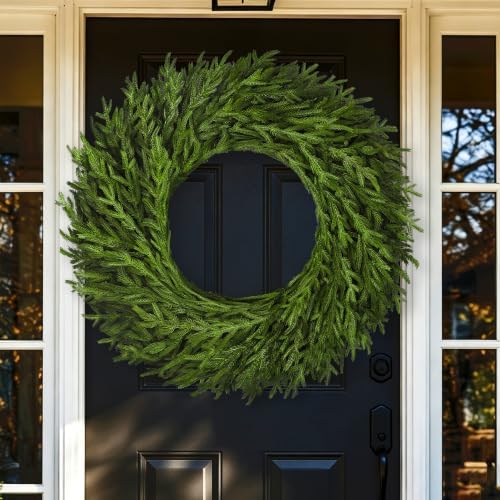 32" Large Norfolk Pine Wreath, Artificial Christmas Wreath for Front Door