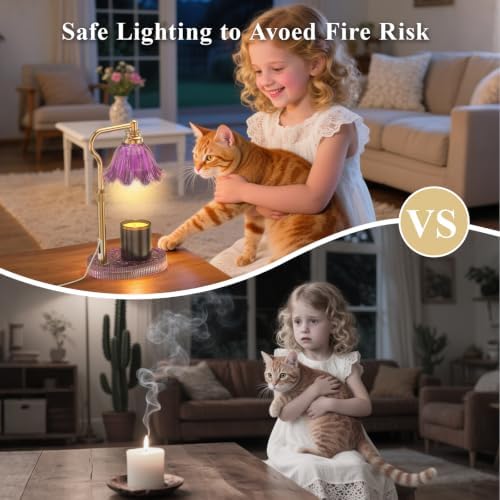 Flower Candle Warmer Lamp with Timer & 4-Level Dimmer, Adjustable Height