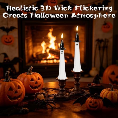 Halloween Witch Flameless Taper Candles with Remote and Timer