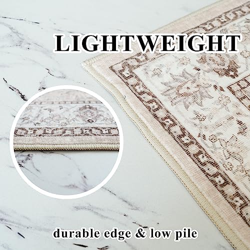 2x6 Hallway Washable Runner Rug : Vintage Soft Kitchen Laundry Runner with Non Slip Backing Farmhouse Entryway Living