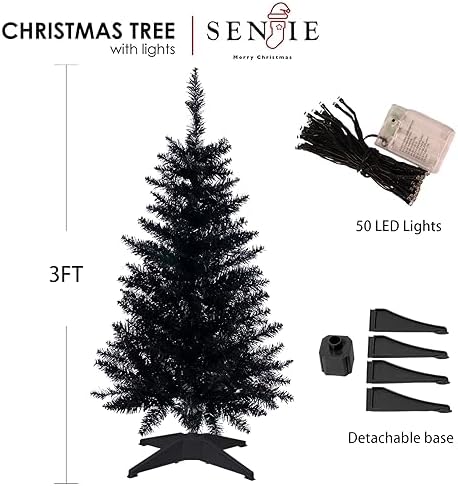 3FT Black Artificial Small Christmas Tree Mini Tabletop Decor
