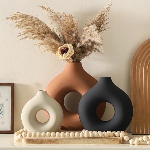Ceramic Vase Home Table Decor / Rust / Set of 3