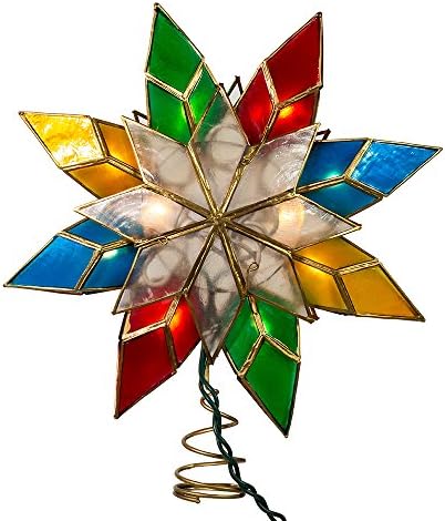 Kurt Adler 10-Light Multi-Color Capiz Star Tree Topper