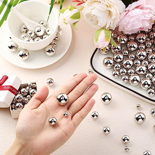 Junkin 300 Pcs Faux Pearl Vase Filler No Hole Beads, Silver