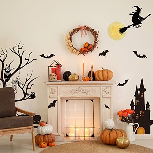 TaoBary 4 Sheet Large Halloween Window Clings Double Sided Witch Pumpkin