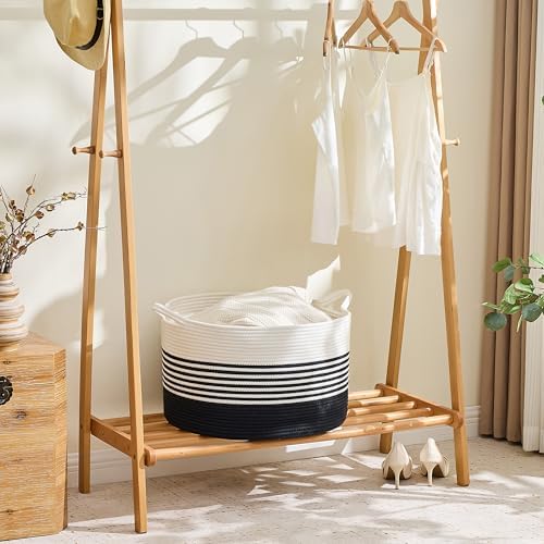KAKAMAY Large Blanket Basket with Handles, Storage Basket for Living Room