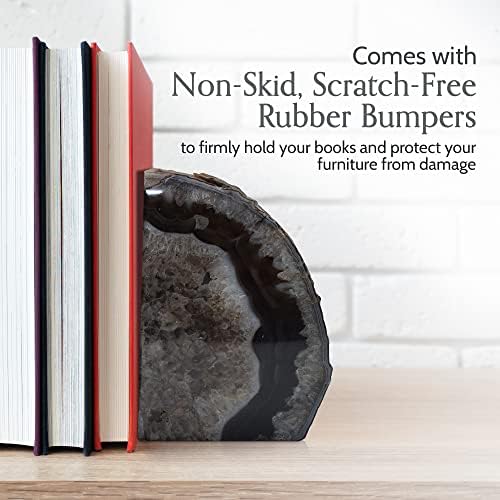 Agate Bookends / Black / A+ Grade 6 - 8 Lbs