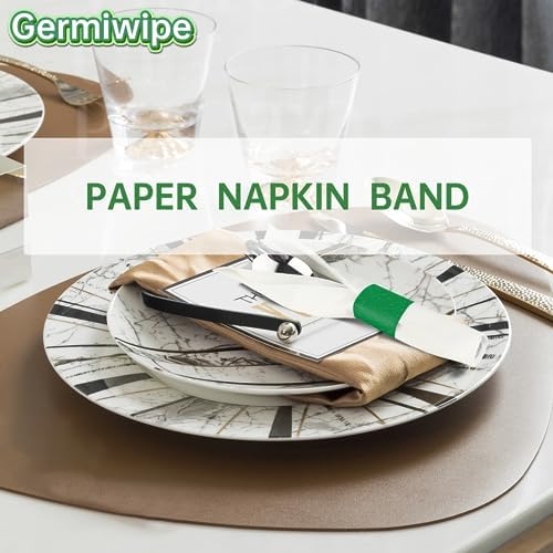 Germiwipe 2500 Pcs Napkin Bands, Paper Napkin Rings Self-Adhesive, (Green)