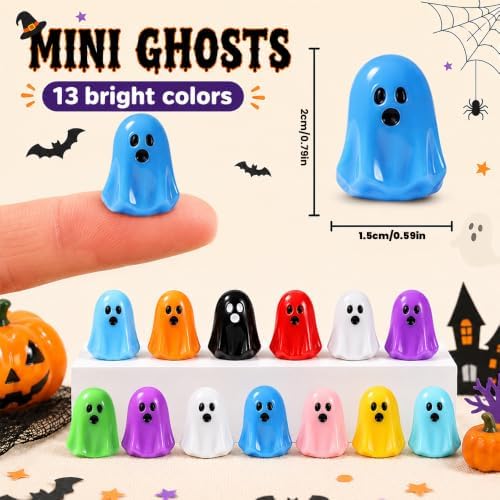 DULEFUN 120 Pcs Mini Halloween Ghost Figurines, 13 Colors