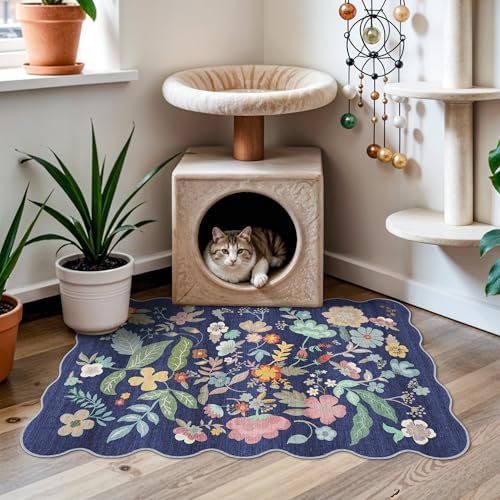 Washable 2x3 Area Rug for Entryway: Easy-Clean Carpet with Non-Slip Backing for Bedroom Kitchen Stain-Resistant Durable